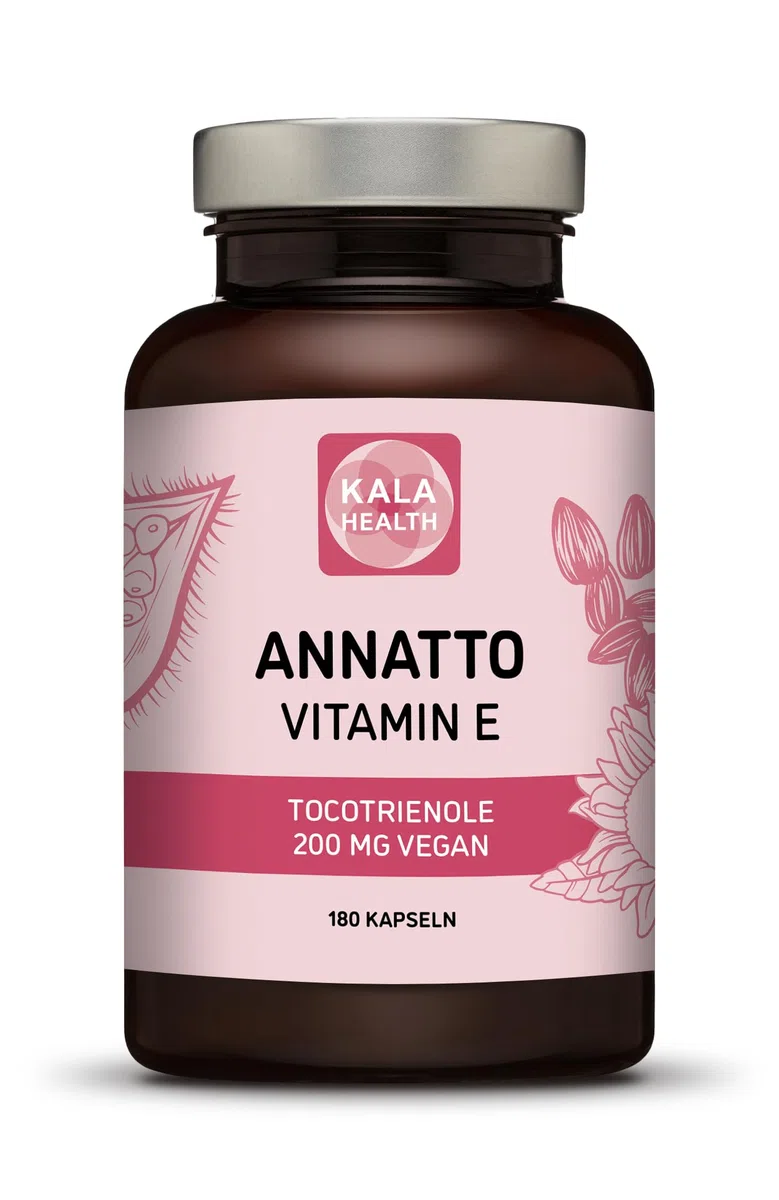 Annatto Tocotrienole 200mg Vegan Kala Health Vitamin-E-Ergänzungsmittel, frei von Tocopherol, Eannatto-Kapseln ohne PAKs und Schadstoffe – gentechnikfrei und antioxidativ (180)
