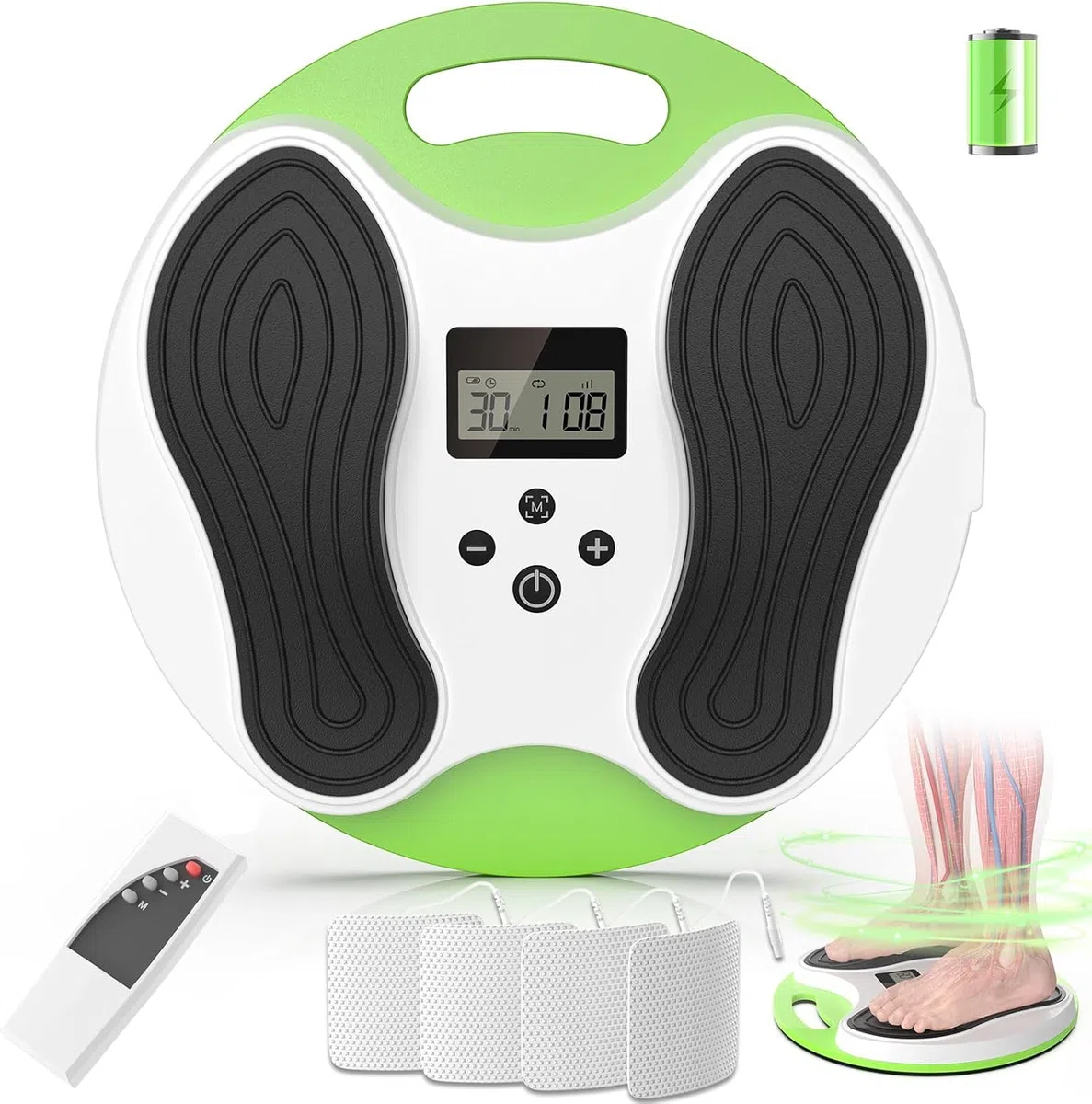 4-in-1 Medic Durchblutungs-Stimulator Beine & Füße, EMS Fußmassagegerät Fussmassagegerät elektrisch für Beinschmerzen & Schwellungen lindern, Krämpfe reduzieren, Durchblutung verbessern