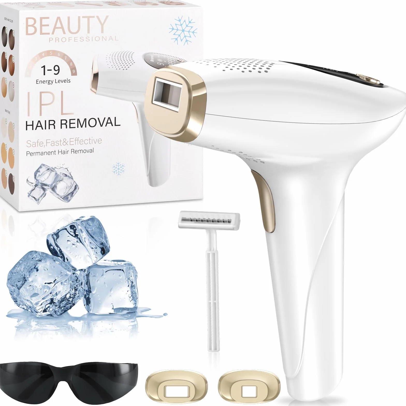 NIKYJM IPL Geräte Haarentfernung Laser mit Kühlfunktion, 600-1200nm Wellenlänge, 9 Energiestufen, IPL Laser Haarentfernung für Damen/Herren, Gesich, Bikini, Körper, Beine, Achseln