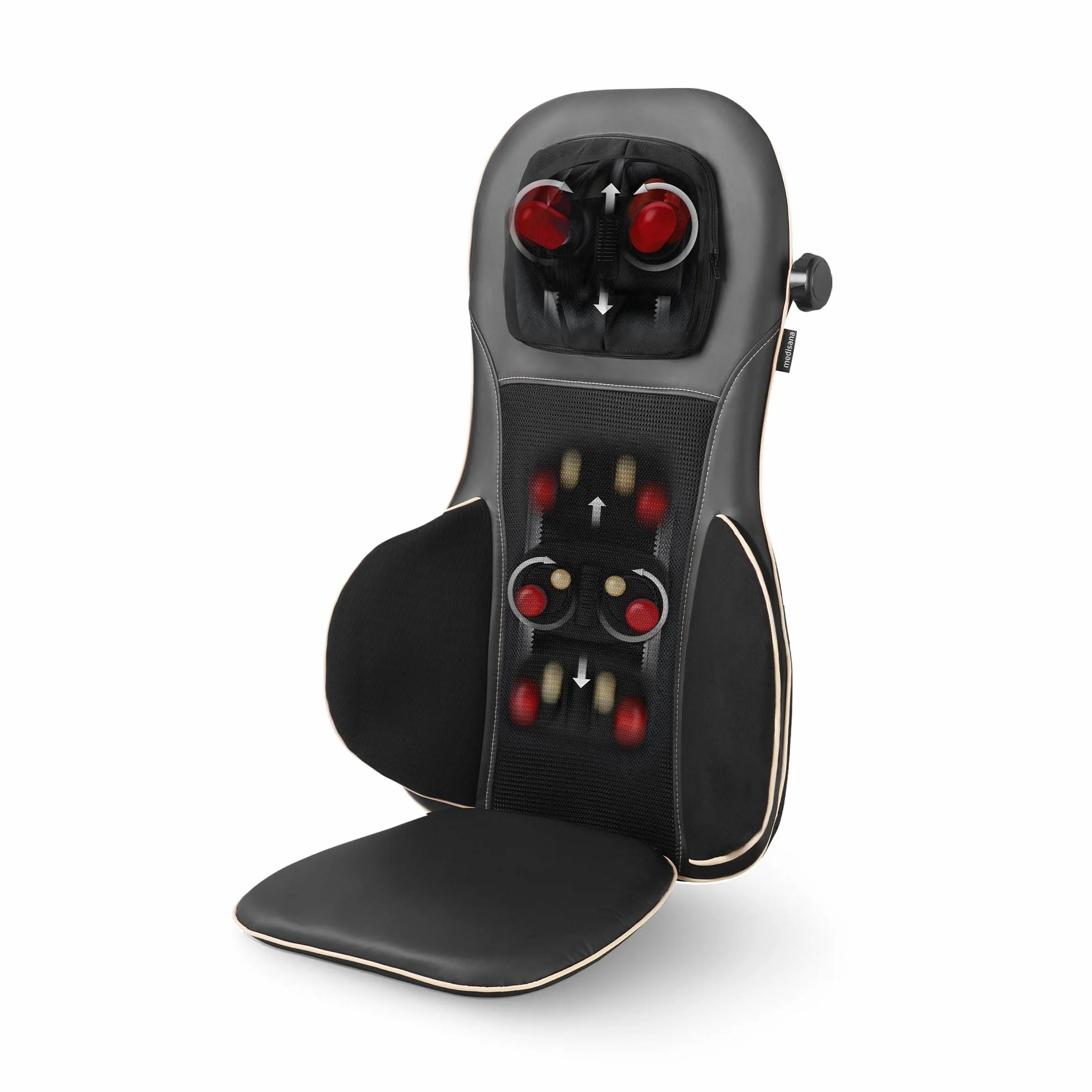 medisana MC 825 Shiatsu Massagesitzauflage, Rückenmassage und Nackenmassage, Massagematte mit Wärmefunktion, 3 Intensitäten, Rückenmassagegerät mit Rotlichtfunktion, für zu Hause & das Büro