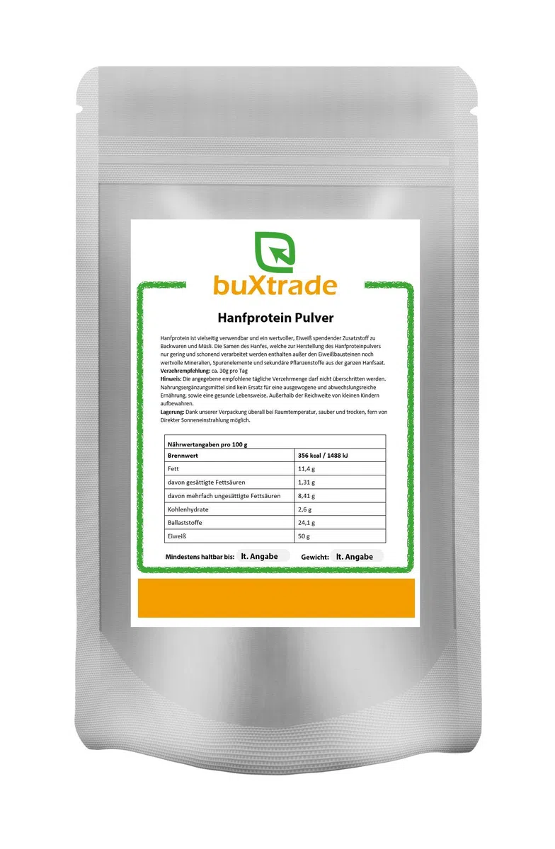 10 kg | Hanfprotein Pulver | Nahrungsergänzungsmittel | Pulver | Buxtrade