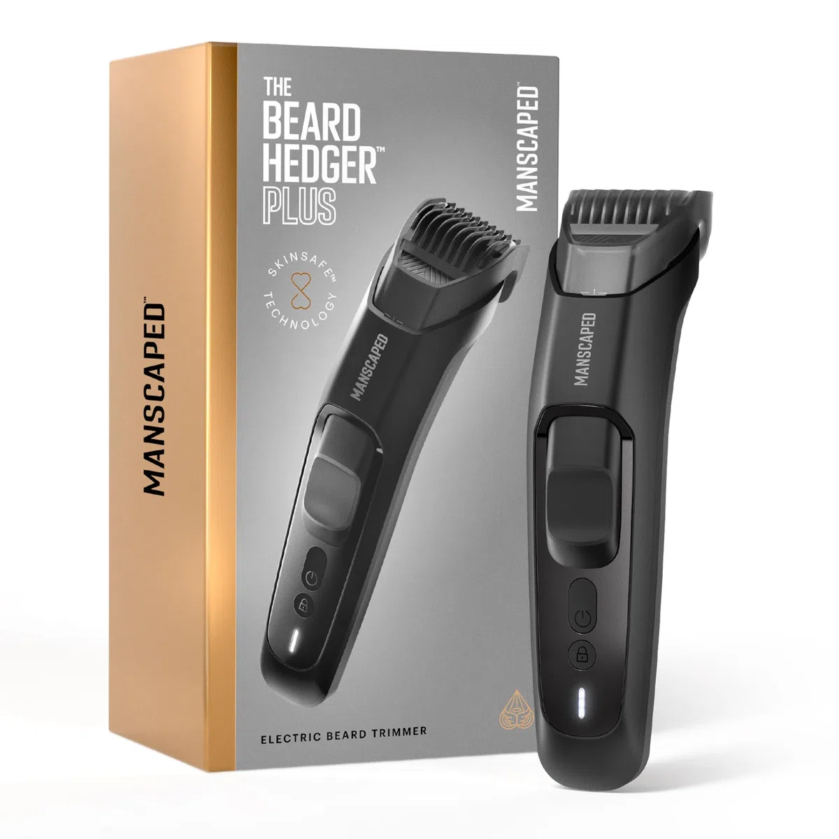 MANSCAPED® The Beard Hedger® Plus Verstellbarer Bart- & Schnurrbart-Trimmer für Herren mit 14 Längeneinstellungen (1–20 mm), Edelstahlklinge, wasserdicht, schnurlos, Reiseschloss, USB-C