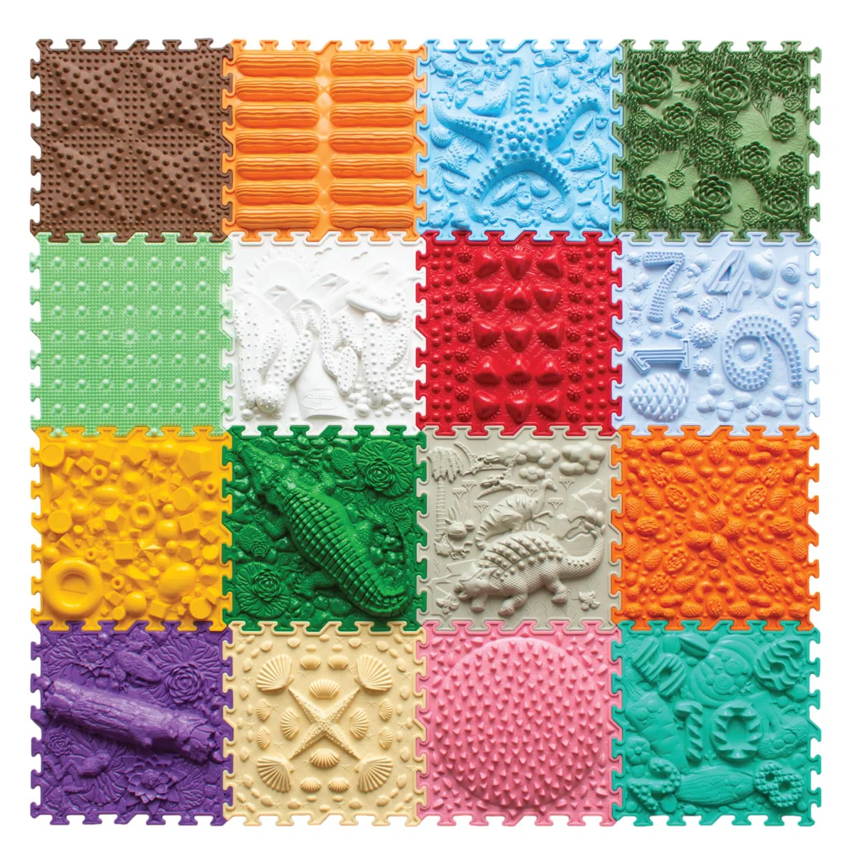 16-teiliges Sensorik-Puzzle-Matten-Set – Orthopädische Massagematte für Kinder, Erwachsene & autistische Kinder, Sensorik-Spielzeug, Sinnesmatten, Strukturmatten (Joyful Land)