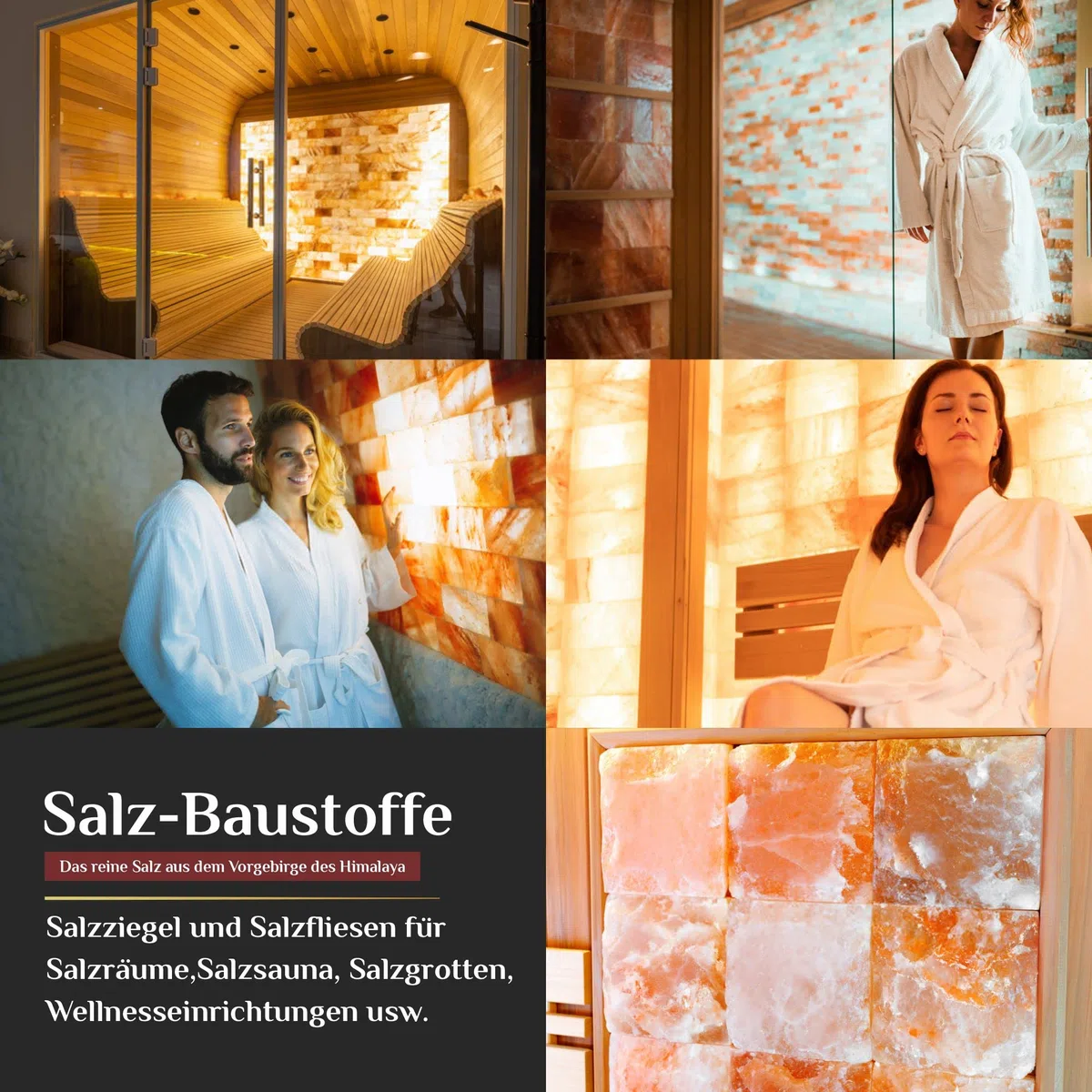 SalNatural Salzfliese aus Kristallsalz. 20x10x2.5 cm Salzstein für Sauna, Salzräume, Salzgrotten. Beleuchtete Salzwand im Wellness- und Wohnbereich,Sauna & Infrarotkabinen (20)