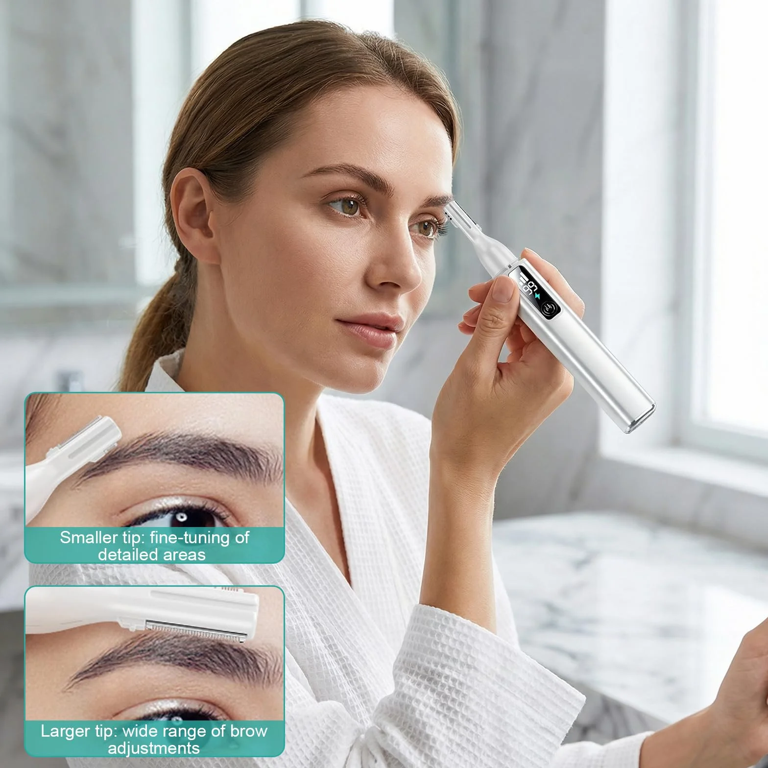 Colexy Augenbrauen Trimmer Damen, 2 in 1 Elektrischer Gesichtsrasierer Augenbrauenrasierer Wiederaufladbarer Nasenhaartrimmer, Tragbarer Präzisionstrimmer für Frauen Körper und Gesicht (Rosa)
