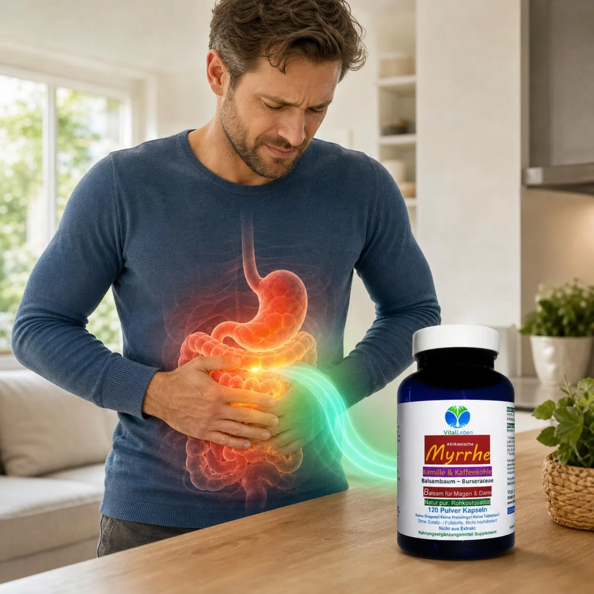MYRRHE + KAMILLE + KAFFEEKOHLE 1080 Pulver Kapseln (3x360) für den gestressten Darm nach AYURVEDA und Hildegard von Bingen - NATUR pur - OHNE ZUSATZSTOFFE [18 Monate] 27160-7