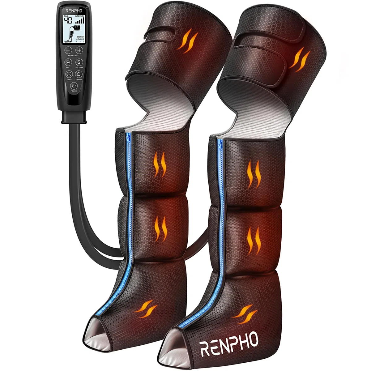 RENPHO Beinmassagegerät mit Wärme, 360° Bein Massager für Waden & Oberschenkel, Kabellos, 6 Modi & 5 Intensitäten, 2 Heizstufen, Lymphdrainage für Sportler, Weihnachtsgeschenke für Frauen & Männer