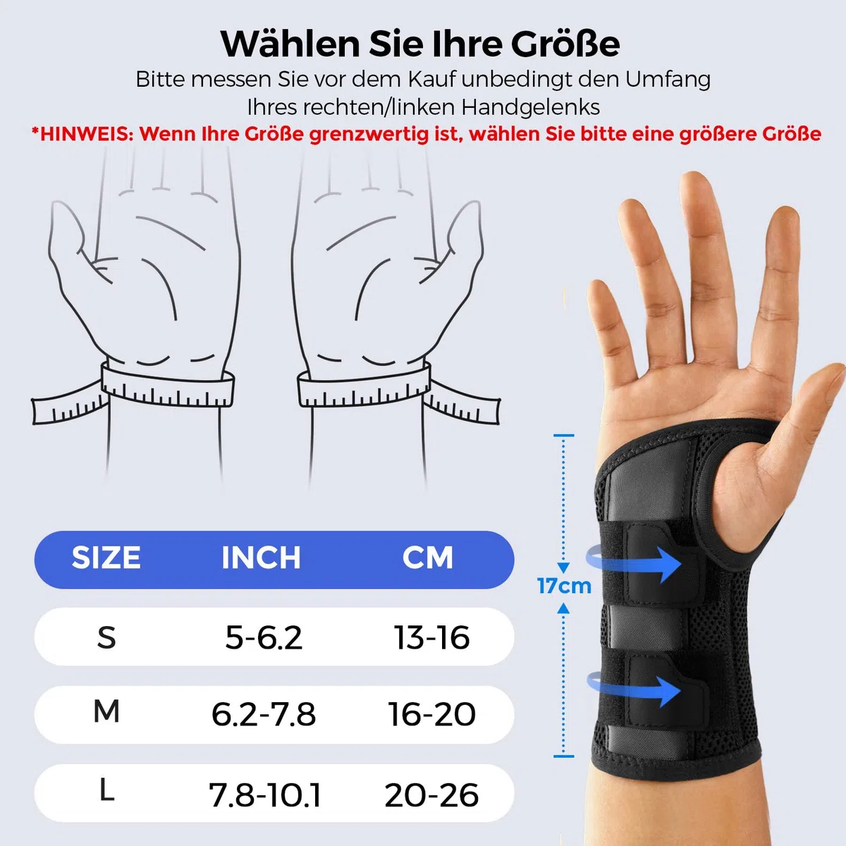 FREETOO Flexibel-Leicht Handgelenkschiene für Karpaltunnel, Atmungsaktive Handgelenk Bandagen mit eng anliegender S-förmiger Schiene, Verstellbare Handgelenkstütze für Verstauchung, Sehnenentzündung