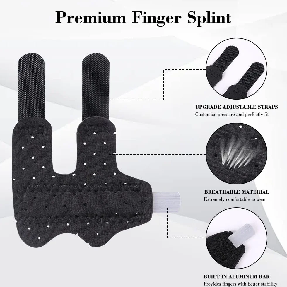 ACWOO Fingerschiene, 2 Stück Fingerglätter Finger Schiene Stabilisator, Weicher Bequemer Fingerstütze, Fingerbandage für Gebrochene Verstauchte Arthritis oder Tendinitis (Schwarz)